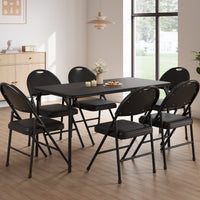 Chaises pliantes Garvee, lot de 6, structure en métal, assise en similicuir, pieds antidérapants, pour une utilisation intérieure et extérieure, robustes et confortables, noires