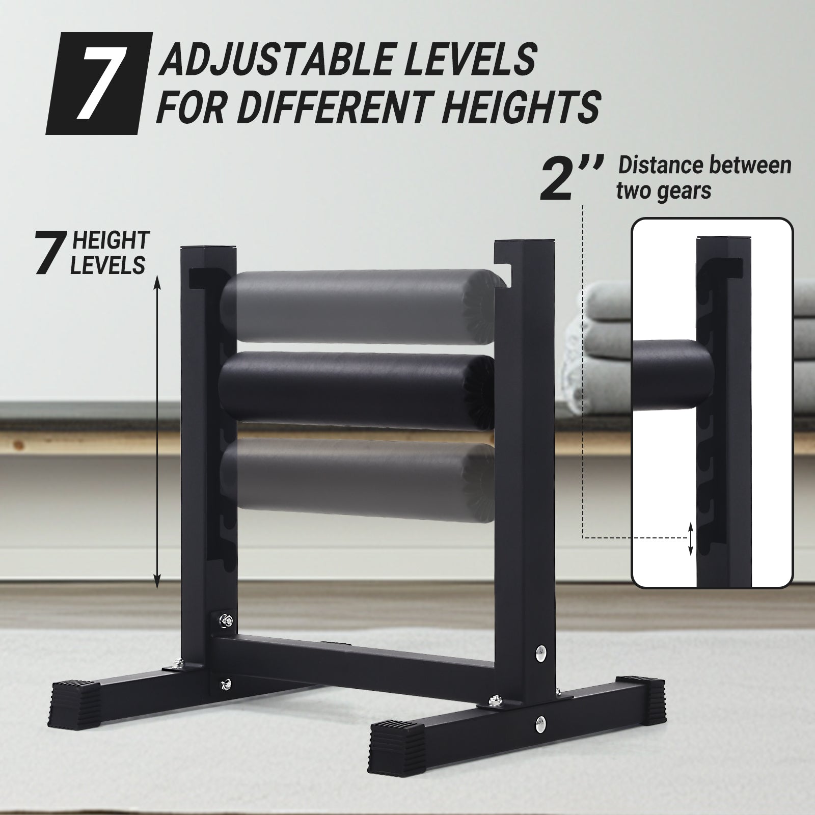 Support pour squat bulgare Garvee, réglable sur 7 niveaux, capacité de 159 kg, rembourrage épais, structure en acier, compact, pour l'entraînement à domicile
