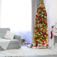 Sapin de Noël Garvee 230 cm avec support en métal - Éclairage LED monochrome à 8 modes pour une décoration festive du salon