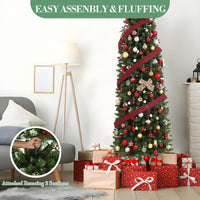 Sapin de Noël Garvee 230 cm avec support en métal - Éclairage LED monochrome à 8 modes pour une décoration festive du salon