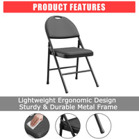 Chaises pliantes Garvee, lot de 6, structure en métal, assise en similicuir, pieds antidérapants, pour une utilisation intérieure et extérieure, robustes et confortables, noires