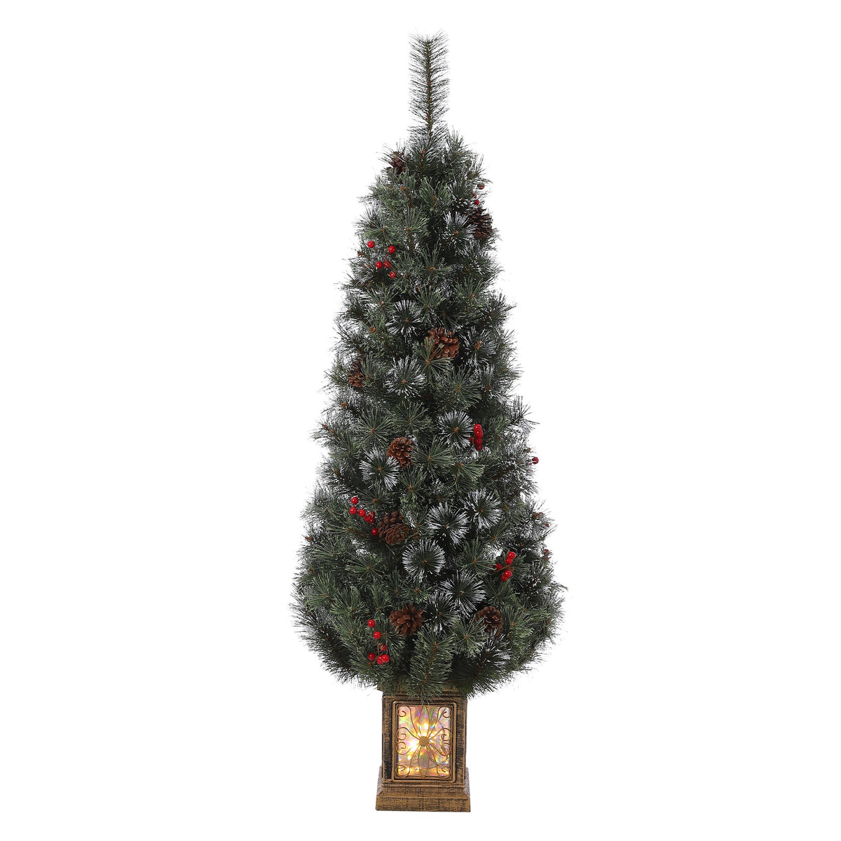 Garvee sapin de Noël vintage 145 cm, structure en métal, 300 LED, 8 modes d'éclairage, prise européenne et socle à pince