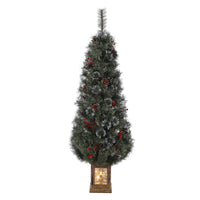 Garvee sapin de Noël vintage 145 cm, structure en métal, 300 LED, 8 modes d'éclairage, prise européenne et socle à pince