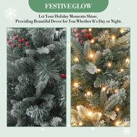 Sapin de Noël Garvee 125 cm – Avec lumières et décorations, socle bonhomme de neige pour décorations de table hivernales