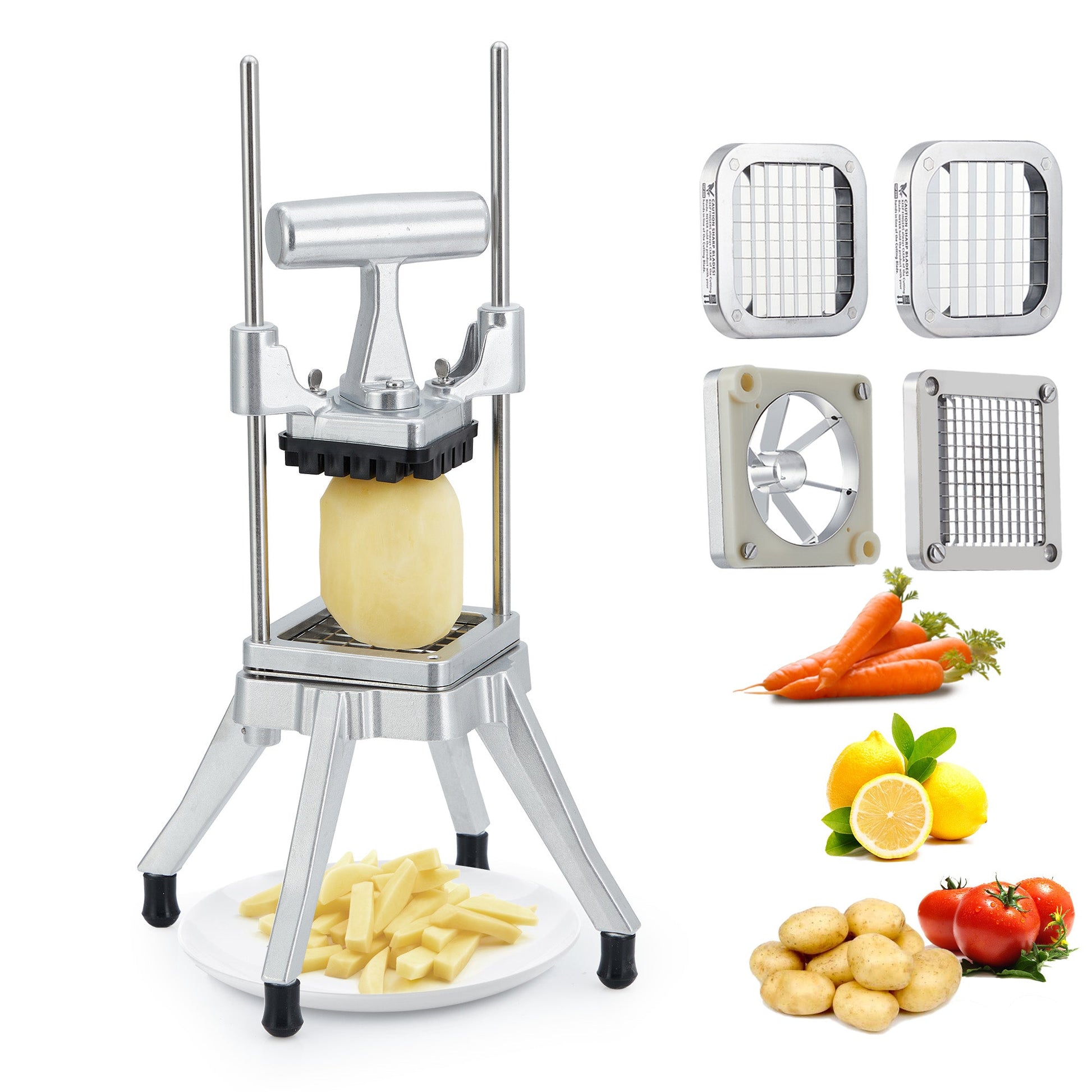 Garvee Coupe-Légumes et Fruits Professionnel en Acier Inoxydable avec 4 Lames, Poignée Ergonomique, Base Antidérapante, Plusieurs Tailles et Coloris