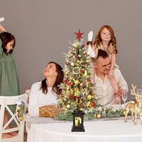Sapin de Noël Garvee 125 cm – Avec lumières et décorations, socle bonhomme de neige pour décorations de table hivernales