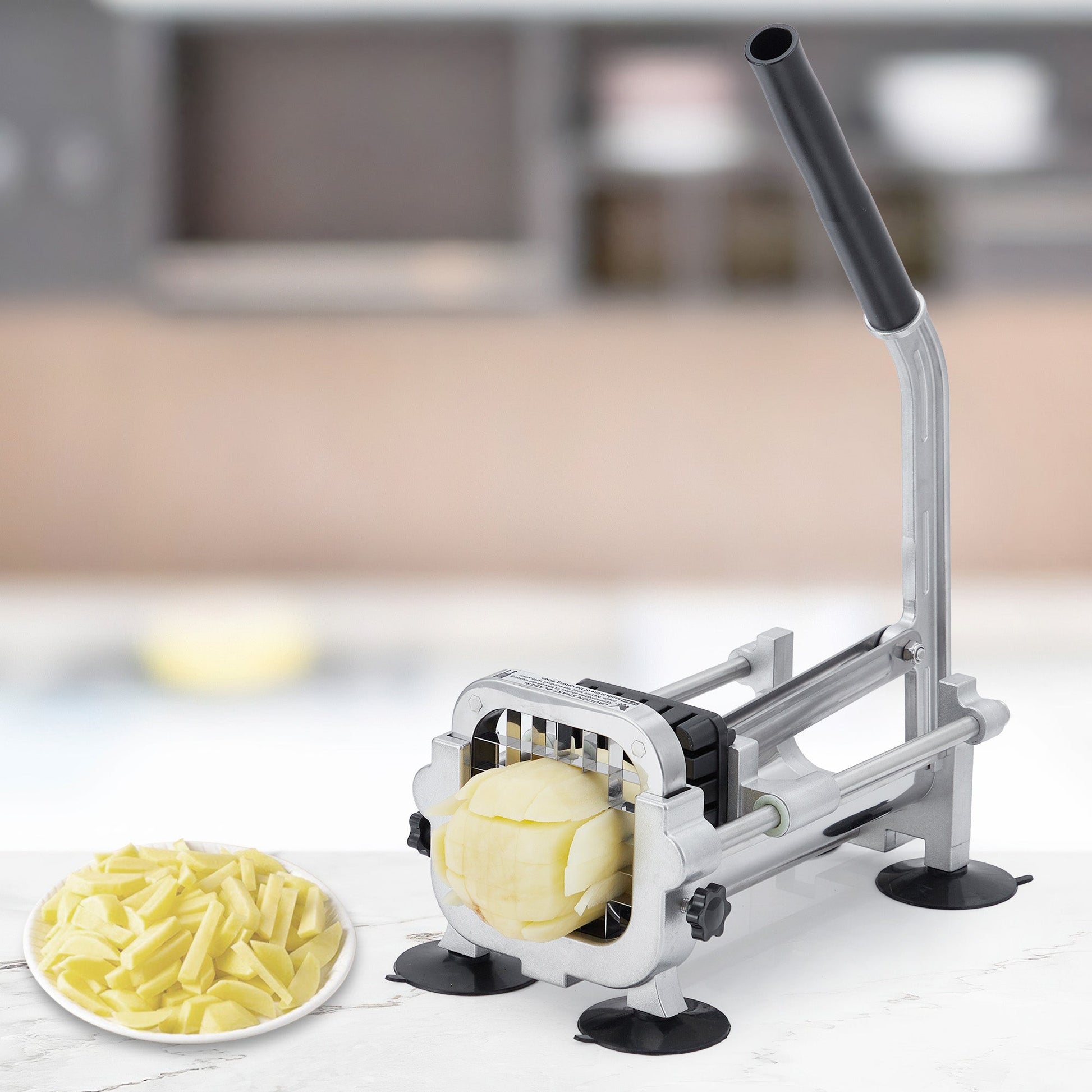 Garvee Coupe-Légumes et Fruits Horizontal Professionnel en Acier Inoxydable, Lames 10 et 13 mm, Poignée Manuelle et Base Antidérapante