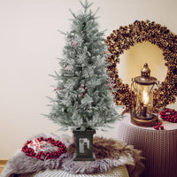 Sapin de Noël Garvee 125 cm – Avec lumières et décorations, socle bonhomme de neige pour décorations de table hivernales