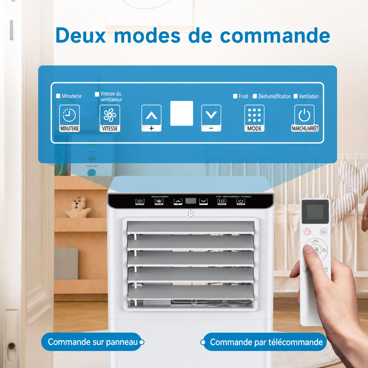 Garvee Climatiseur mobile 7 000 BTU / 2,05 kW, silencieux et économe, réfrigérant R290, avec kit fenêtre et tuyau d’évacuation, pour maison et bureau