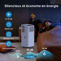 Garvee Climatiseur mobile 7 000 BTU / 2,05 kW, silencieux et économe, réfrigérant R290, avec kit fenêtre et tuyau d’évacuation, pour maison et bureau