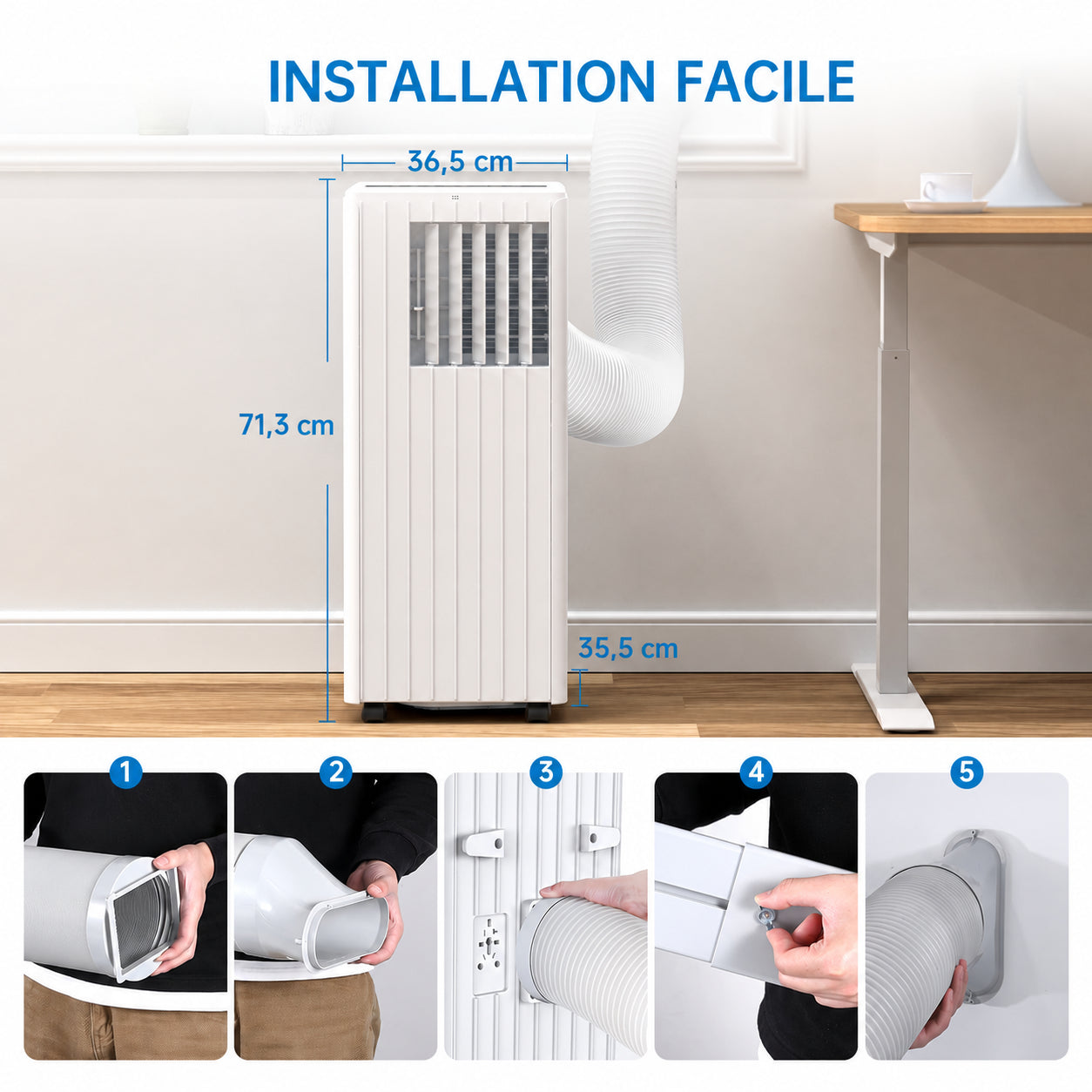 Garvee Climatiseur mobile 9000 BTU, silencieux et économe en énergie, refroidissement efficace, format compact pour maison et bureau
