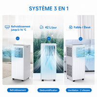 Garvee Climatiseur mobile 9000 BTU, silencieux et économe en énergie, refroidissement efficace, format compact pour maison et bureau