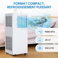 Garvee Climatiseur mobile 9000 BTU, silencieux et économe en énergie, refroidissement efficace, format compact pour maison et bureau