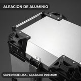 Garvee Top Case Moto 55 L en Aluminium, Étanche et Verrouillable, Doublure Intérieure et Dossier Intégré, Montage Universel, Pour Scooter ou Moto, Argent