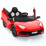 Garvee Voiture Électrique Lamborghini pour Enfants 12 V sous Licence, Télécommande 2,4 GHz, 2 Vitesses, Éclairage LED, Musique, Suspension et Ceinture de Sécurité, Rouge - Rouge