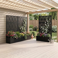 Garvee bac à plantes métallique avec treillis acier galvanisé résistant aux intempéries jardin compact 112 × 41 × 180 cm, grande fleur