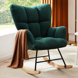 Garvee Fauteuil à Bascule d’Allaitement avec Coussin Moelleux, Dossier Haut Ergonomique, Structure Métallique, Rembourrage Épais et Rangement Latéral, Vert