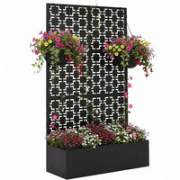 Garvee bac à plantes métallique avec treillis acier galvanisé résistant aux intempéries jardin compact 112 × 41 × 180 cm, quadrillage noir