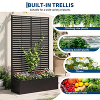 Garvee bac à plantes métallique avec treillis acier galvanisé résistant aux intempéries jardin compact 112 × 41 × 180 cm, lames horizontales