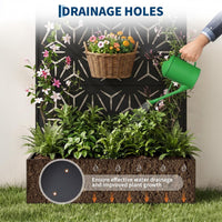 Garvee bac à plantes métallique avec treillis acier galvanisé résistant aux intempéries jardin compact 112 × 41 × 180 cm, grande fleur