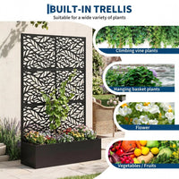Garvee bac à plantes métallique avec treillis acier galvanisé résistant aux intempéries jardin compact 112 × 41 × 180 cm, feuilles ondulées