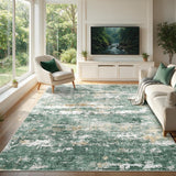 Garvee Tapis Abstrait Moderne Vert 60x100 cm, Poils Ras, Antidérapant, Lavable et Doux au Toucher, Pour Salon