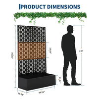 Garvee bac à plantes métallique avec treillis acier galvanisé résistant aux intempéries jardin compact 112 × 41 × 180 cm, quadrillage noir