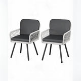 Garvee Lot de 2 Chaises de Jardin en Rotin PE Tressé, Coussins Ergonomiques, Structure Métallique, Résistantes aux UV et à la Rouille, Empilables, Pour Patio ou Balcon