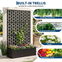 Garvee bac à plantes métallique avec treillis acier galvanisé résistant aux intempéries jardin compact 112 × 41 × 180 cm, quadrillage noir