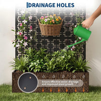 Garvee bac à plantes métallique avec treillis acier galvanisé résistant aux intempéries jardin compact 112 × 41 × 180 cm, quadrillage noir