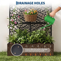 Garvee bac à plantes métallique avec treillis acier galvanisé résistant aux intempéries jardin compact 112 × 41 × 180 cm, feuilles ondulées
