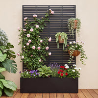 Garvee bac à plantes métallique avec treillis acier galvanisé résistant aux intempéries jardin compact 112 × 41 × 180 cm, lames horizontales