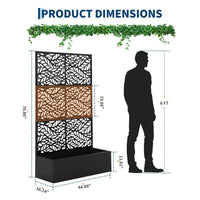 Garvee bac à plantes métallique avec treillis acier galvanisé résistant aux intempéries jardin compact 112 × 41 × 180 cm, feuilles ondulées