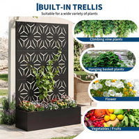 Garvee bac à plantes métallique avec treillis acier galvanisé résistant aux intempéries jardin compact 112 × 41 × 180 cm, grande fleur