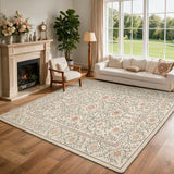 Garvee Tapis Persan Vintage Floral Antidérapant et Doux 160x230 cm, Pour Salon ou Chambre, Coloris Camel