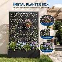 Garvee bac à plantes métallique avec treillis acier galvanisé résistant aux intempéries jardin compact 112 × 41 × 180 cm, grande fleur