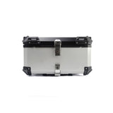 Garvee Top Case Moto 100 L en Aluminium, Étanche et Antipoussière, Grand Coffre Sécurisé pour Casque et Bagages, Support Universel, Argent