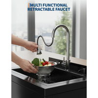 Garvee Évier multifonction en acier inoxydable 304 noir, 65,28 × 52,58 × 100,33 cm, robinet 360° et étagère inférieure pour garage et buanderie