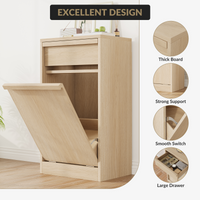 Garvee Poubelle Basculante 38 L en Bois, Anti-Animaux, Autoportante et Peu Encombrante, Robuste, pour Cuisine, Salon et Maison