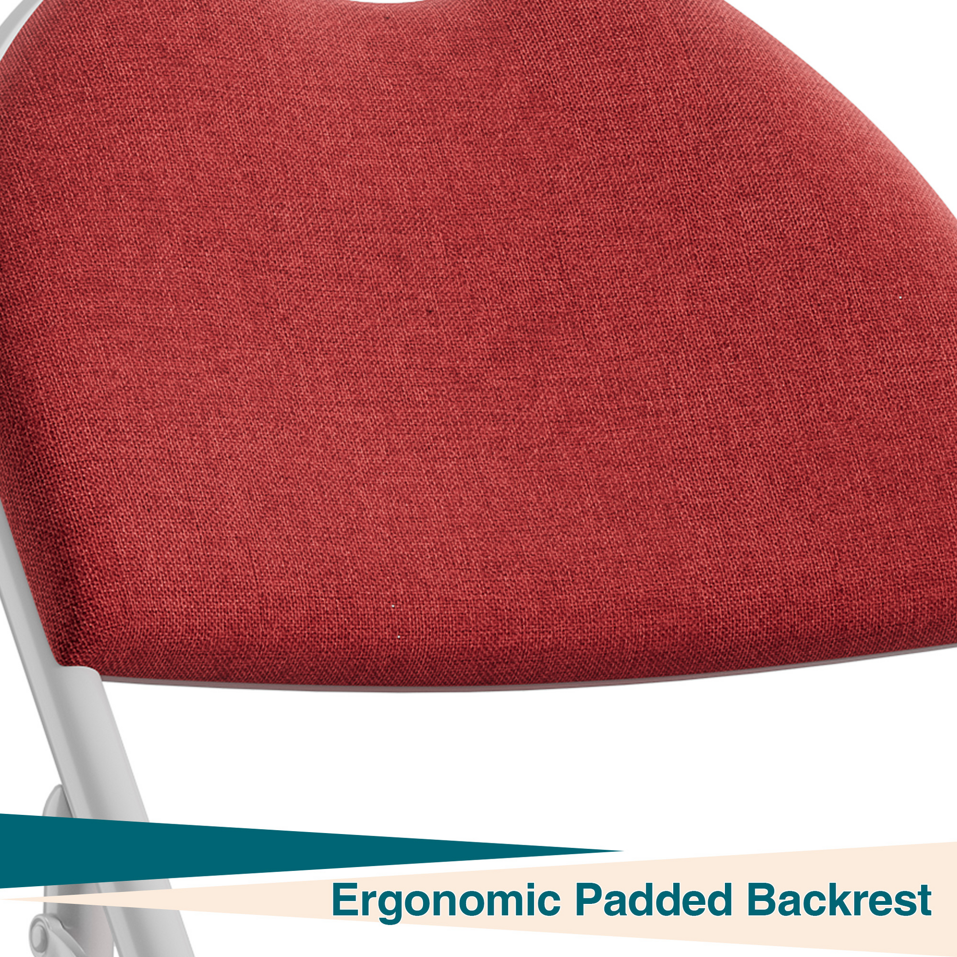 Ensemble de 2 chaises pliantes Garvee avec revêtement en lin rembourré, structure en métal, ergonomiques et empilables, idéales pour le camping et le bureau, rouge.