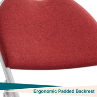 Ensemble de 2 chaises pliantes Garvee avec revêtement en lin rembourré, structure en métal, ergonomiques et empilables, idéales pour le camping et le bureau, rouge.