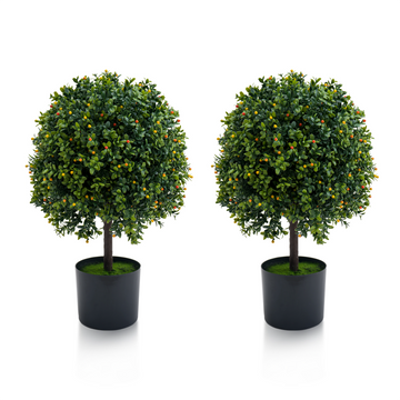 Garvee Lot de 2 Boules de Buis Artificielles 50 cm Réalistes en Plastique Durable pour Porche, Couloir et Intérieur