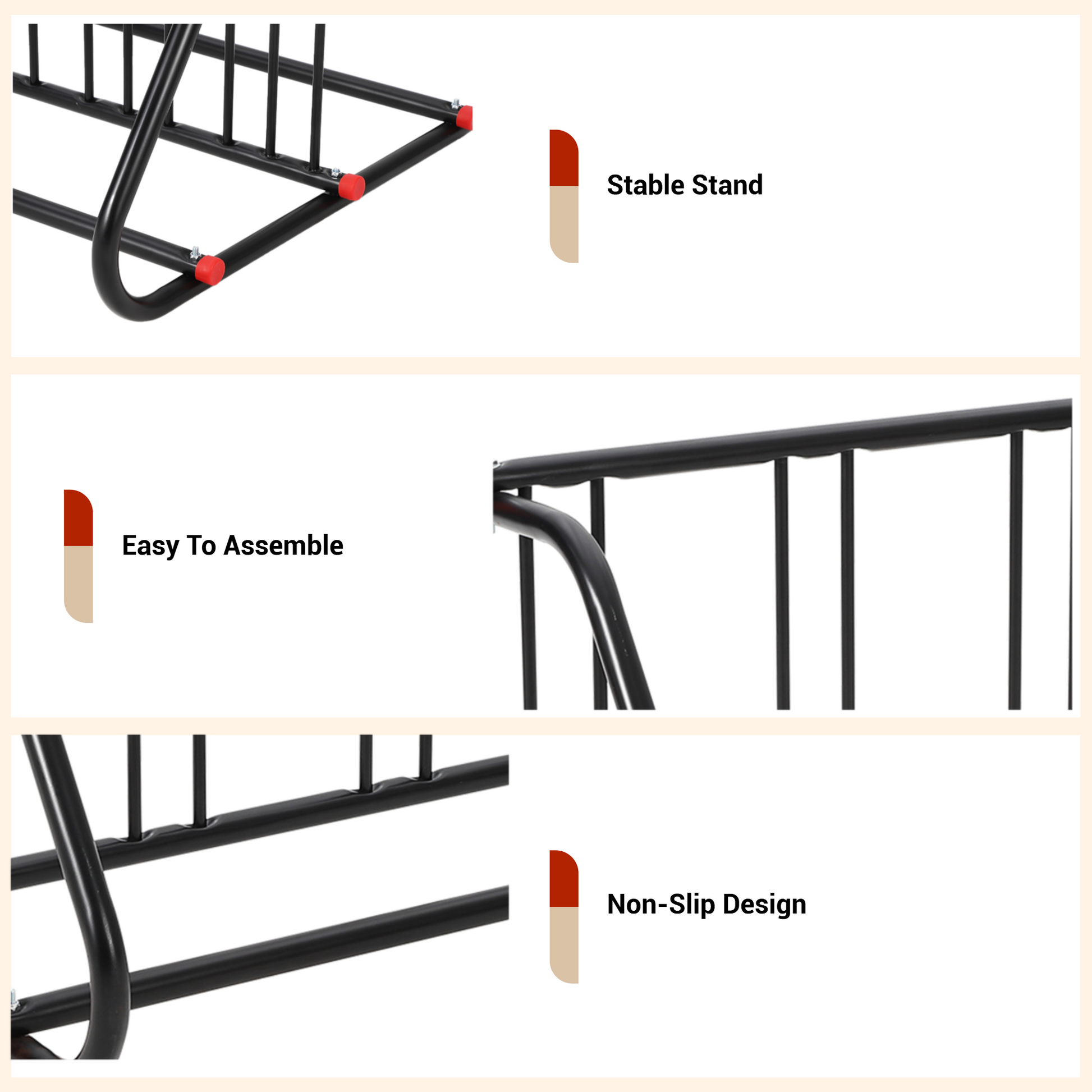 Support à vélos Garvee 10 compartiments en maille d'acier double face antirouille, robuste, pour garages et écoles, extérieur, noir