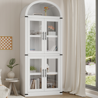 Armoire de cuisine arquée Garvey, 182 cm de haut, style campagnard, en bois, grand espace de rangement, blanche.