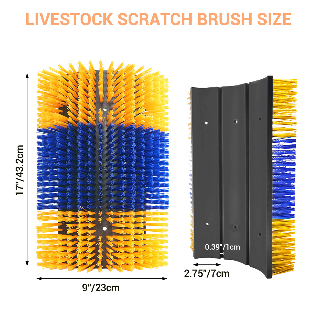 Garvee brosse à gratter pour animaux (lot de 2) : poils en nylon, fixation flexible, extensible, idéale pour la ferme et les pâturages, polyvalente