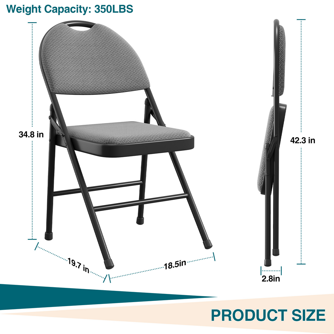 Ensemble de 6 chaises pliantes Garvee avec coussins en coton et lin, pieds antidérapants, structure en métal, pour une utilisation intérieure et extérieure, robustes, pliables et confortables