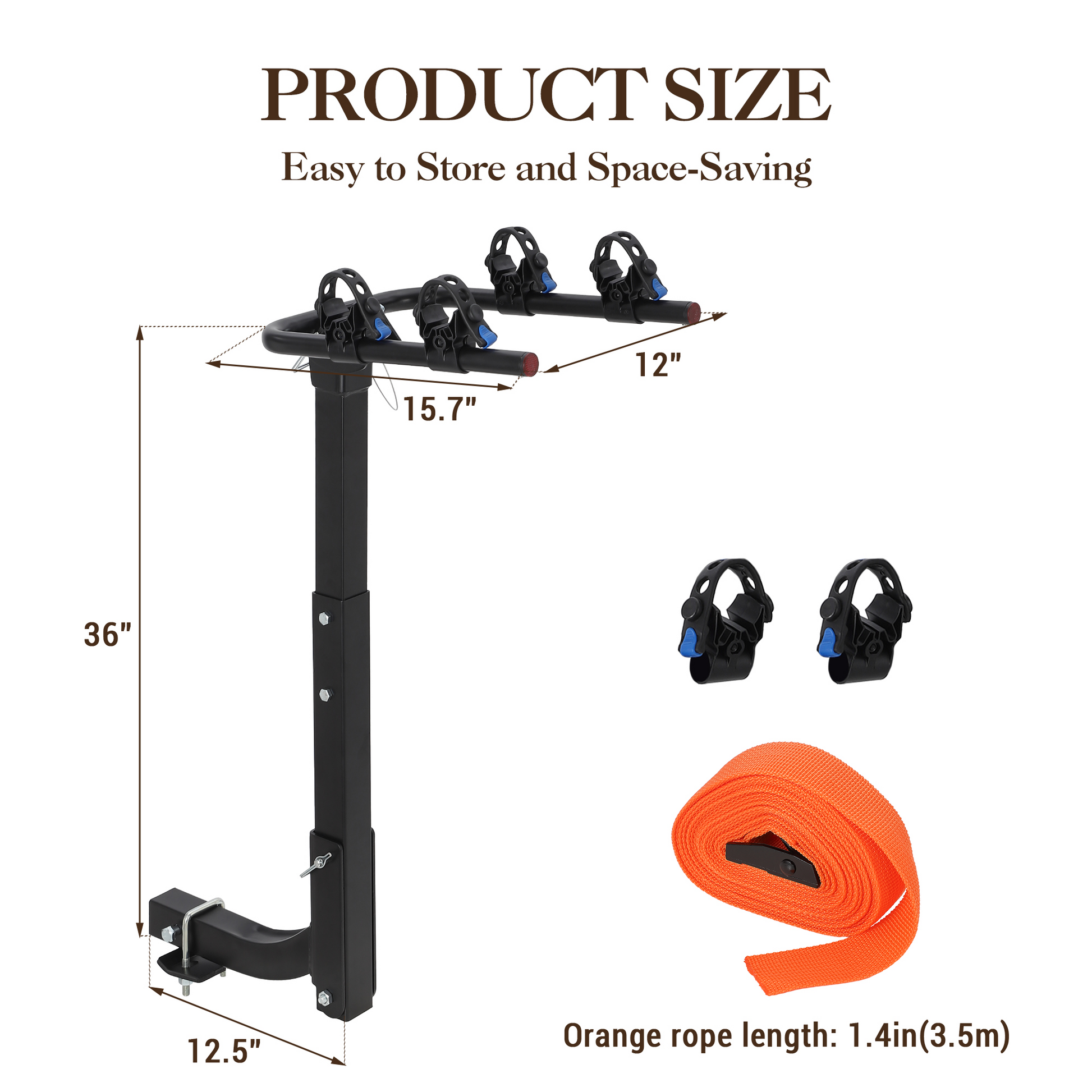 Porte-vélos Garvee pour attelage, 2 vélos, cadre en acier pliable, adaptateur antidérapant pour voitures, SUV et camions, noir