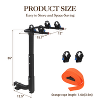 Porte-vélos Garvee pour attelage, 2 vélos, cadre en acier pliable, adaptateur antidérapant pour voitures, SUV et camions, noir