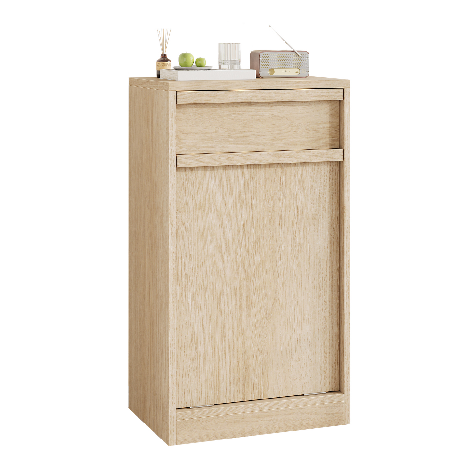 Garvee Poubelle Basculante 38 L en Bois, Anti-Animaux, Autoportante et Peu Encombrante, Robuste, pour Cuisine, Salon et Maison
