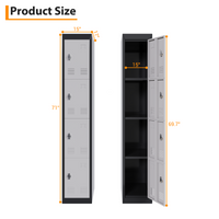 Garvee armoire métallique haute à 4 portes, en acier, verrouillable, avec trous de ventilation, noire, pour bureau et école